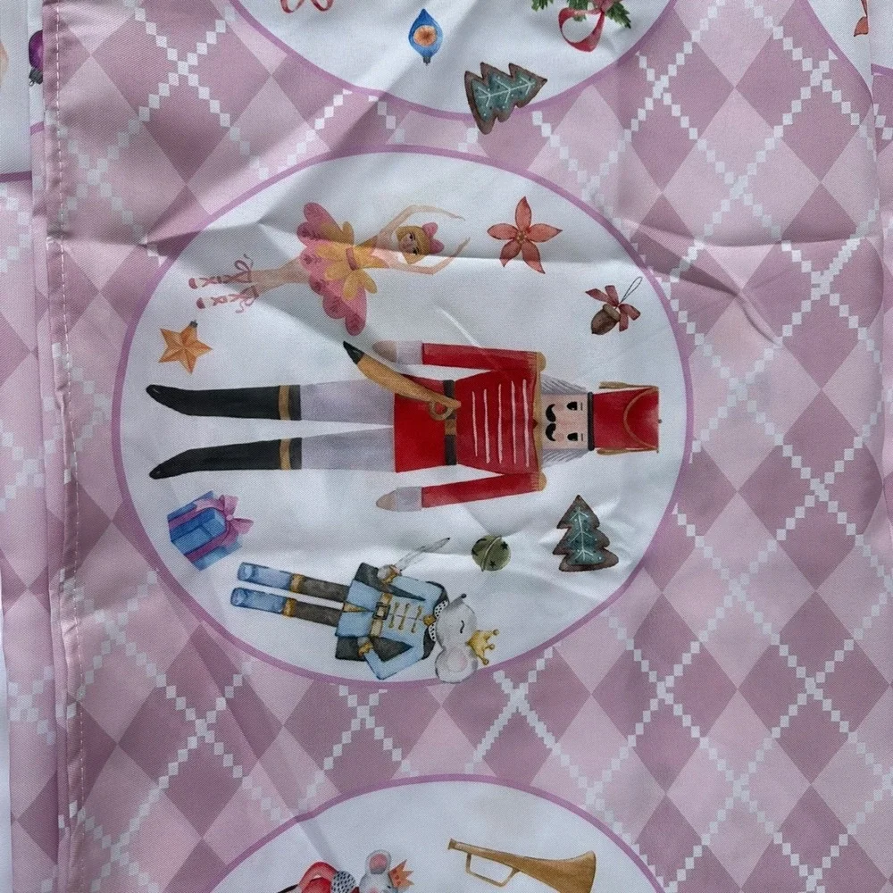 Horaldaily‎ Christmas Dinner Decor Nutcracker Pink Holiday Tablecloth